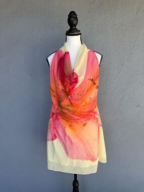 Zofia Cowl Neck Mini Dress - Yellow Floral